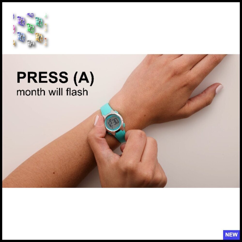 Digital Chronograph Watch Petite Resin Strap Minimal Sporty Everyday Wear - Picture 5 of 6